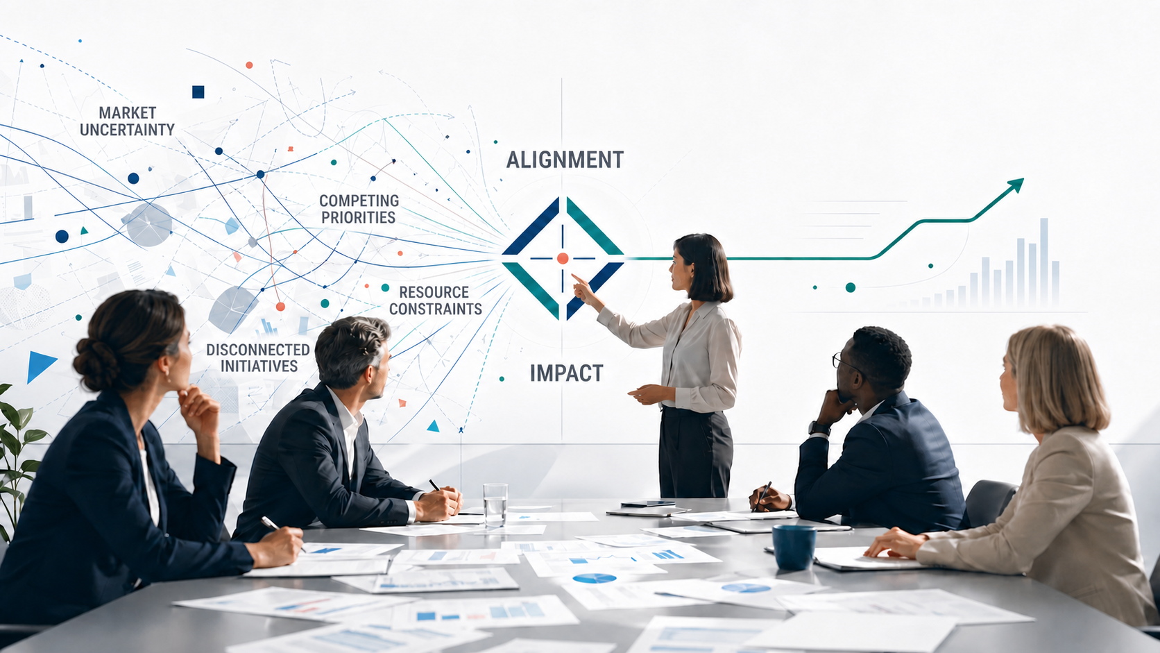 Executive team aligning business strategy with BRAXIS